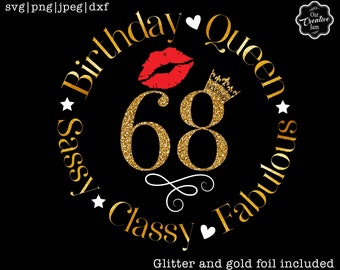 お誕生日おめでとう 68 歳の誕生日 svg、68 svg、68 歳で素敵、68 歳の誕生日プレゼント