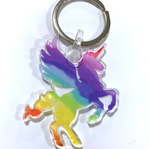 Rainbow Unicorn Keychain Magical Fantasy Key Chains Key Ring