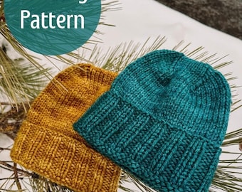 Dawn Patrol Beanie Pattern | Unisex beanie knitting pattern | Folded brim hat knitting pattern