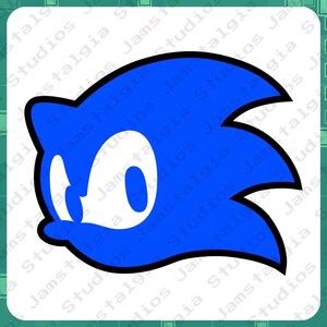 Classic Sonic Head | Layered SVG File | Cut File for Silhouette Cricut Glowforge | Outline Cutout Design