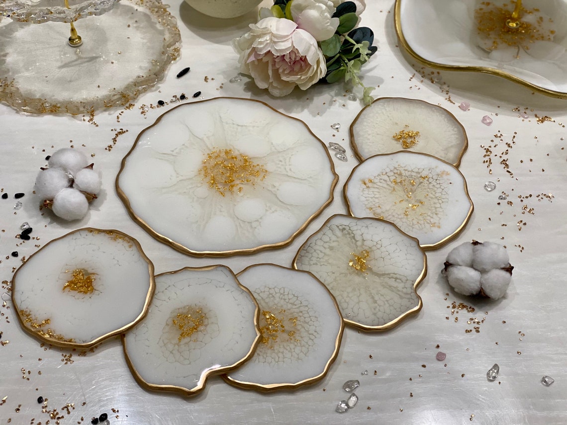 Tray and coasters set Etsy