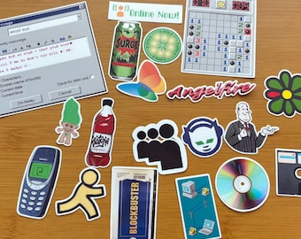 Y2K Millennial sticker pack glossy vinyl laptop water bottle decal