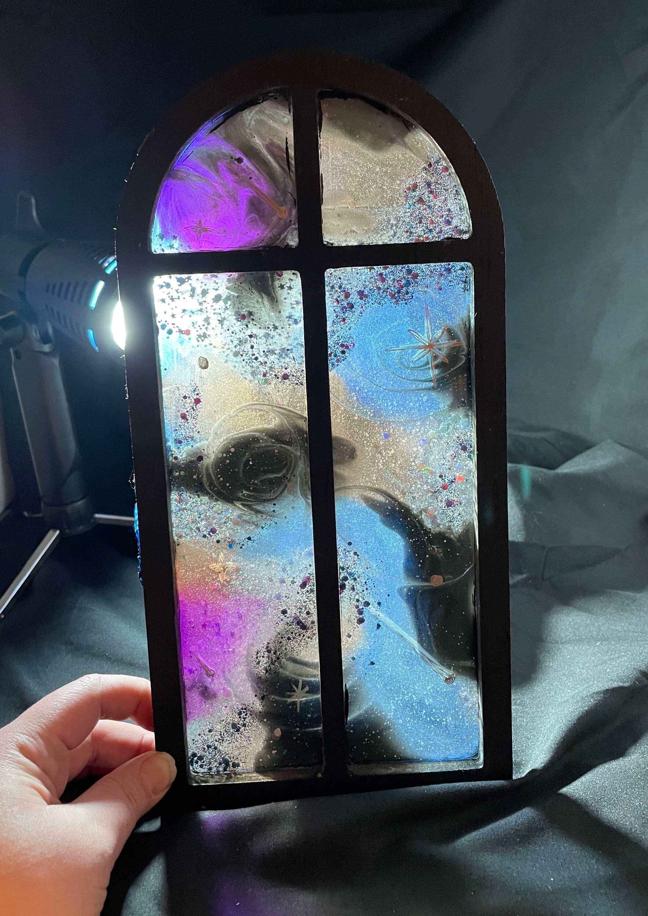 Resin stained glass window galaxy suncatcher mooncatcher Etsy