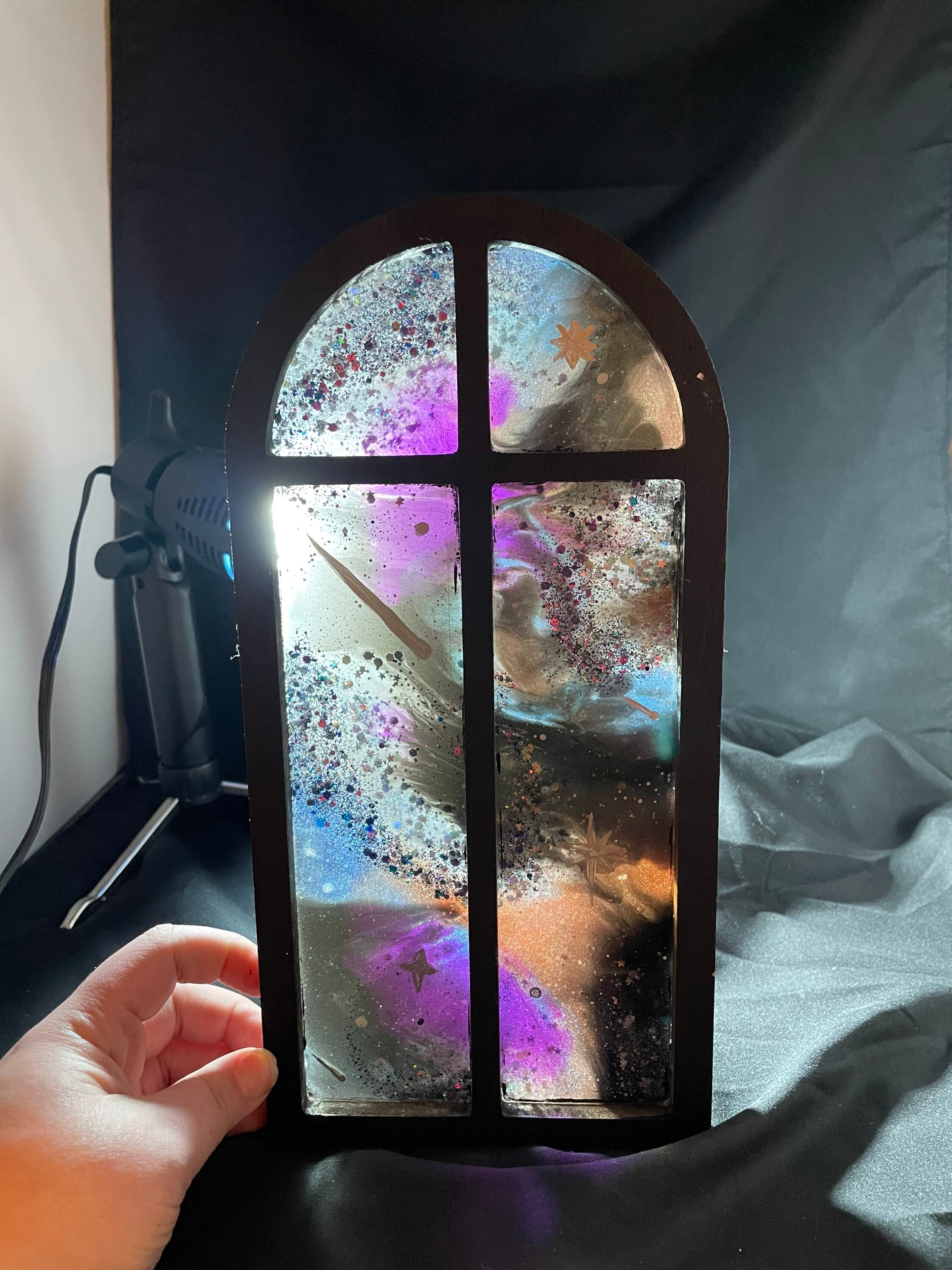 Resin stained glass window galaxy suncatcher Etsy