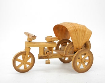 Vtg Fork Arts Miniature Bamboo rickshaw , Home Decor