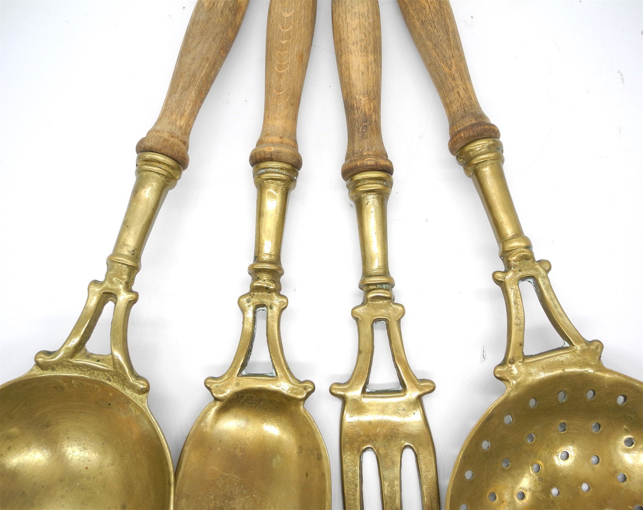 Vtg French Solid Brass Utensils with Hanging rail Kitchen Etsy