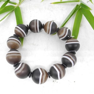 20mm Huge Bead Natural Agate Bracelet, Jewellery,