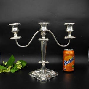 36cmH Big Silverplate Candelabra, English Made, Marked , Mantle Decor,