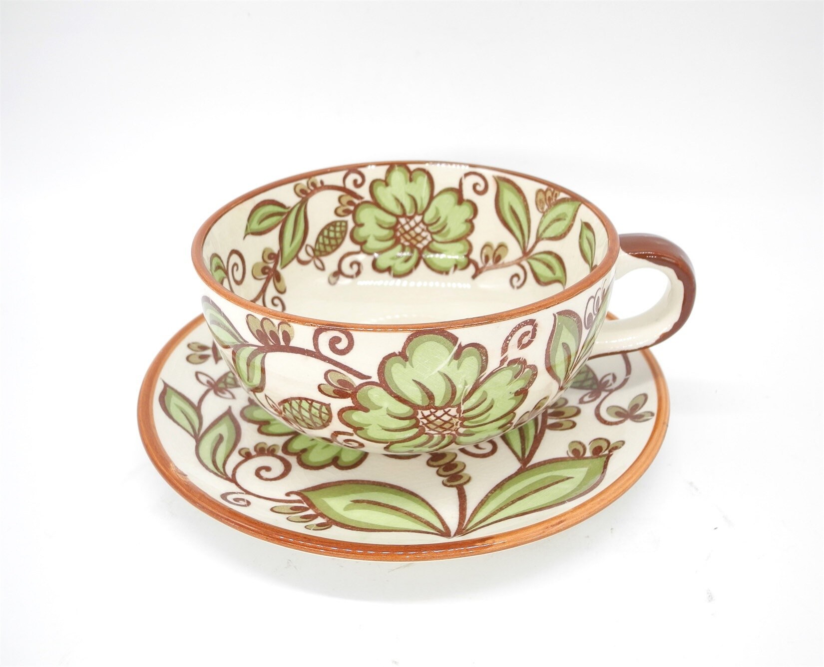 Large Vtg Hand Painted Tea Trio Tea Cup and Saucer Hand Etsy