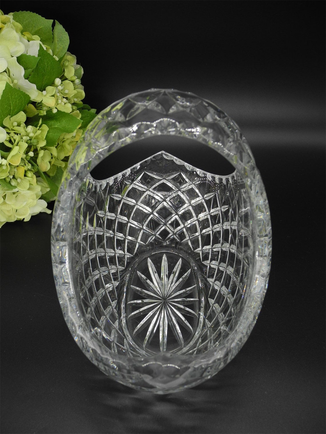 Big Vtg Crystal Basket Crystal Basket Bohemian Boho Home Etsy