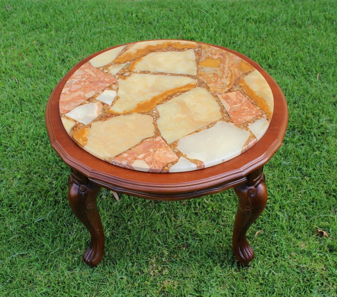 French Style Marble Onyx Wooden Coffee Table Pick up 3134 Etsy Australia