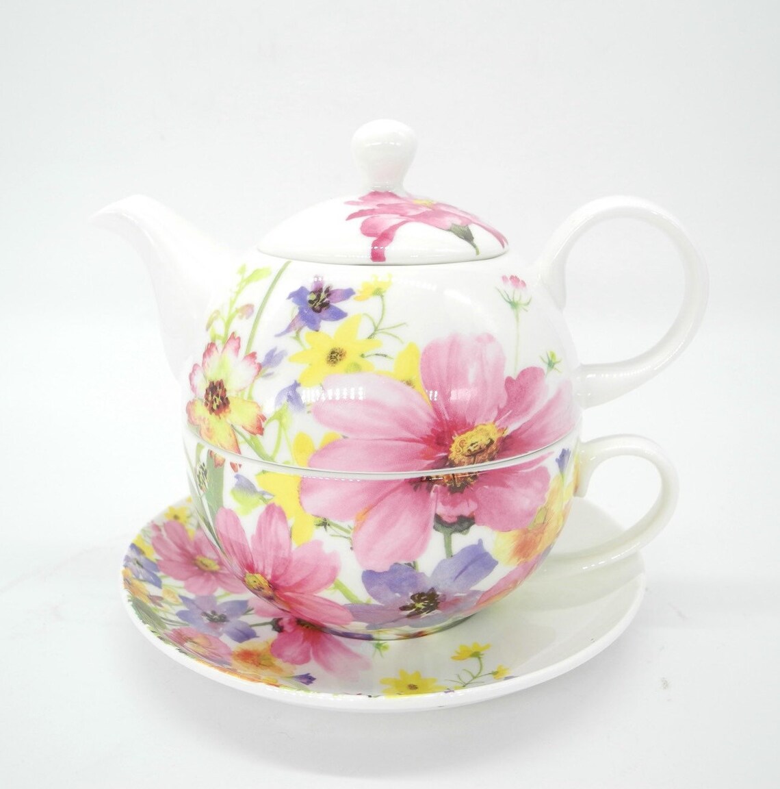 A stechcol Floral Tea for One Set Bone Chinatea Set Tea Etsy Australia