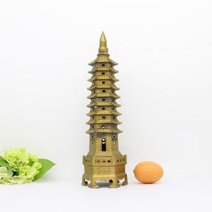 31cmH Brass Temple Sculpture