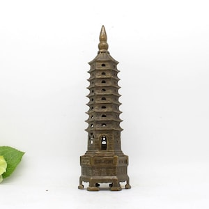 24cmH Bronze Chinese temple pagoda sculpture, Home Decor