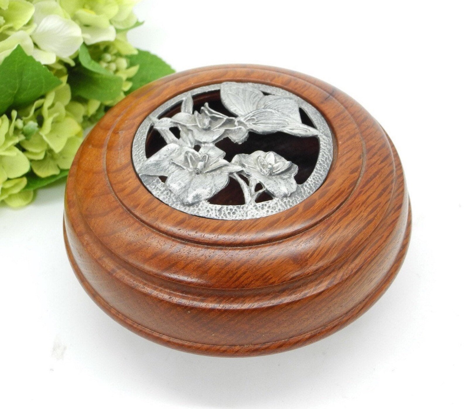 Vtg Woodturned Potpourri Bowl with Pewter Lid Australia Made Etsy