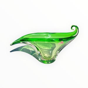 Vintage Murano Seguso Sommerso Vase, Italy Centerpiece Yellow Green Glass Bowl Vase
