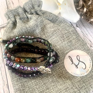 Natural Stone Wrap Bracelet, Healing Bracelet,Yoga Meditation Bracelet, Amethyst Layered Bracelet, Crystal Balance Bracelet, Gift For Mom