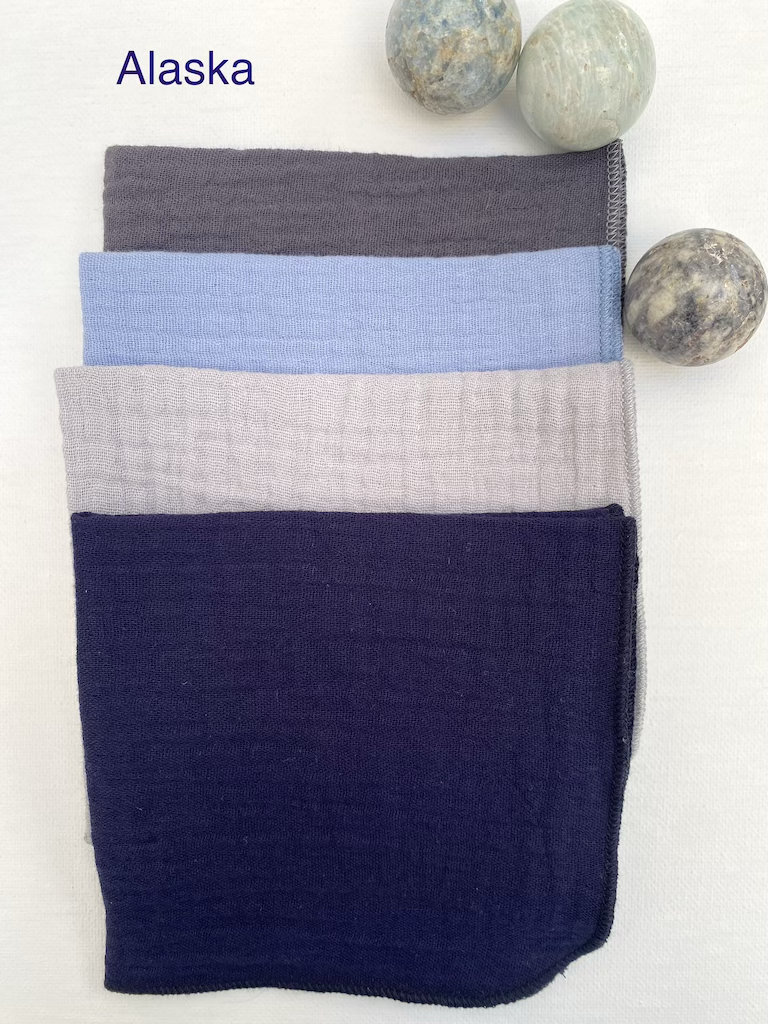 4 Muslin handkerchiefs, double gauze cotton fabric - Hand towels - Small towels