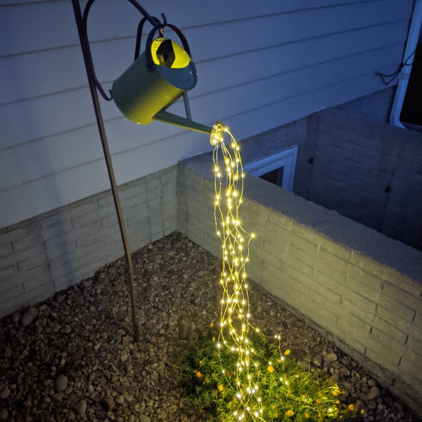 Watering Can with 10 strand Solar Powered Fairy Lights