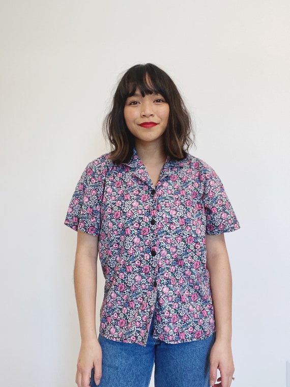 Vintage Ditsy Floral Button Up Top | Vintage Colla