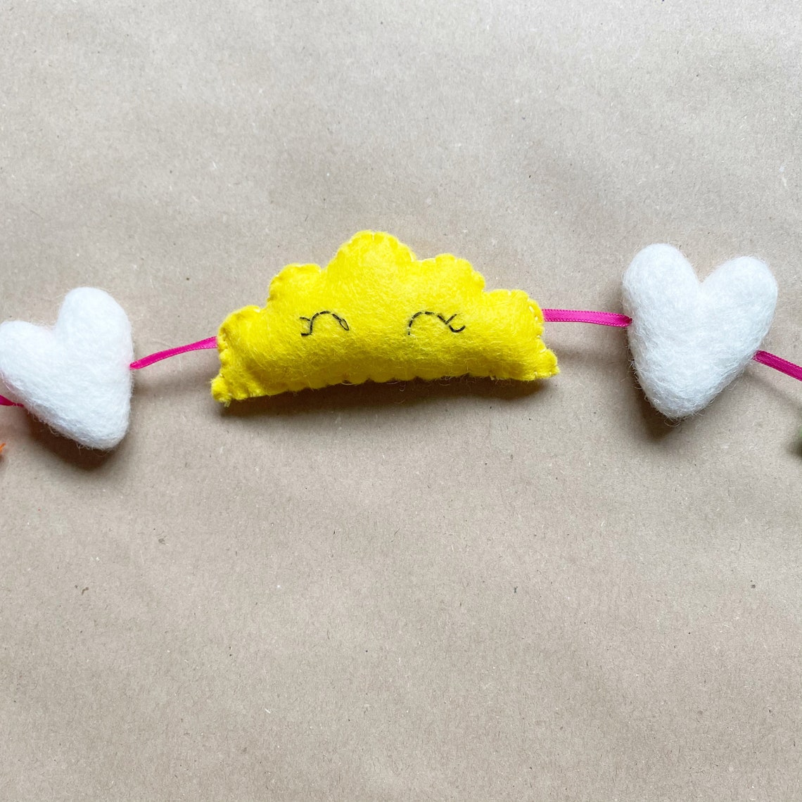 Rainbow Cloud Garland Felt Happy Cloud Garland Nursery Etsy