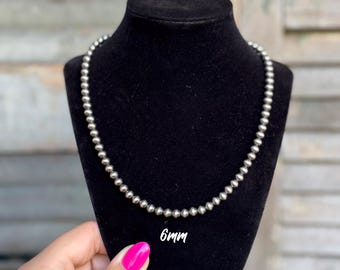 4mm/5mm/6mm Authentic Sterling Silver Navajo Style Pearl 4mm/5mm/6mm Authentic Sterling Silver Navajo Style Pearl