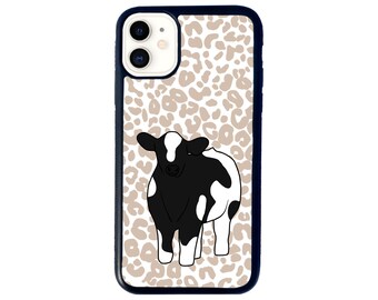 Market Steer Livestock Leopard Print Phone Case, Cute Livestock Phone Cases, Gifts for Her