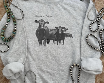 Thank a Farmer Western Crewneck Sweatshirt, Beef Farmer Crewnecks, Western Crewnecks, Western Sweatshirts, Gifts for Her