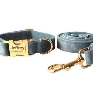 Iceberg Color Dog Collar and Harness, Leash, Personalized Dog Collar with Name.