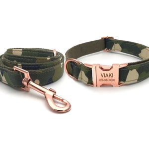Personalized Dog Collar, Dog Collar and Leash, Dog Collar With Bow, Dog Collar Camouflage, Dog Collar with Name Engraved