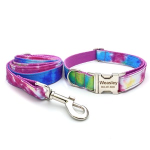 Dog Collar and Leash, Collar with bowtie, Personalized Dog Collar, Dog Collar with Name Engraved