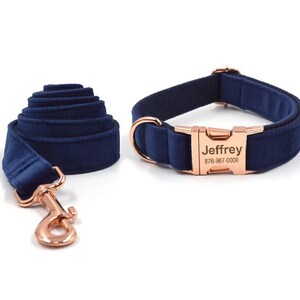 Dog collar with Name, Navy Velvet Dog Collar, Personalized Dog Collar, Dog Collar and Poo Bag.