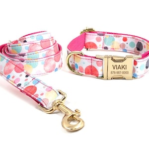 Bubble Dog Collar and Bow, Dog Collar Bow for Girl, Dog Collar and Bag Holder, Free Name Engraved.