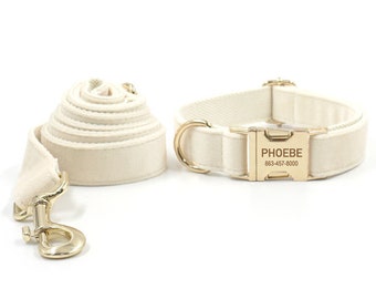 Personalized Dog Collar, Creamy Dog Collar, Dog Collar and Name, Dog Collar with Bow, Dog Collar and Poo Bag.