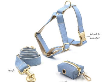 Dog harness Personalized, dog Harness with name, Dog harness and leash set.