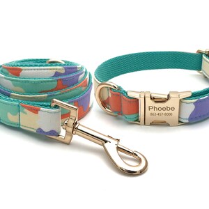 Personalized Dog Collar, Dog Collar and Leash, Dog Collar with Name Engraved, Dog Collar With Bow, Colorful Collar