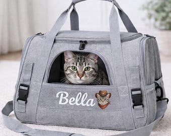 Personalized Pet Carrier Bag, Custom Cat Dog Travel Carrier, Breathable Mesh Pet Bag, Foldable Airline Approved Carrier, Small Dog Cat Tote