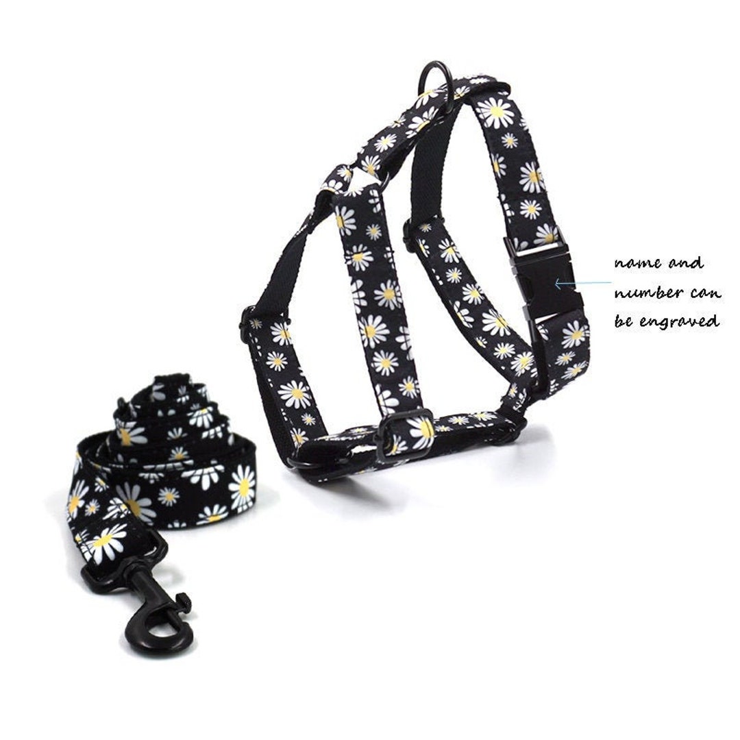 Personalized Dog Harness and Leash Daisy Pattern Harness Etsy