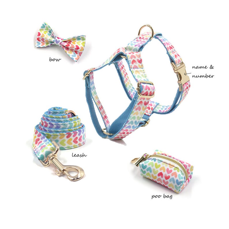Dog Harness Personalized Dog Harness With Name Colorful Etsy
