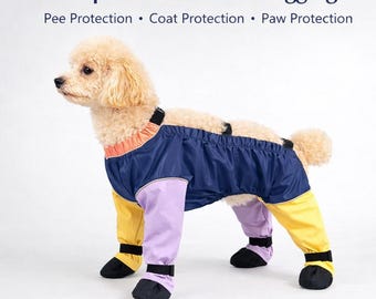 Waterproof Dog Rain Pants with Boots, Full Body Dog Raincoat, Anti Mud Pet Jumpsuit, Small Medium Large Dogs, Poodle Corgi Husky