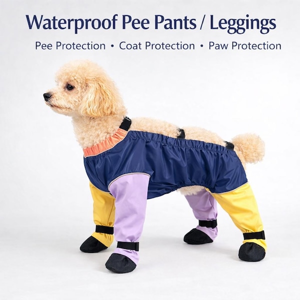 Waterproof Dog Rain Pants with Boots, Full Body Dog Raincoat, Anti Mud Pet Jumpsuit, Small Medium Large Dogs, Poodle Corgi Husky