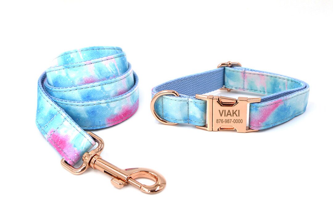 Dog Collar and Leash, Colorful Collar, Dog Collar With Name, Dog Collar