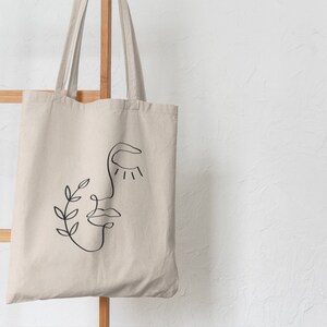 One Line Face Tote Bag I Market Tote I Grocery Tote Bag I Cotton Tote Bag I Gift for Minimalist I Eco Friendly I Travel Essentials