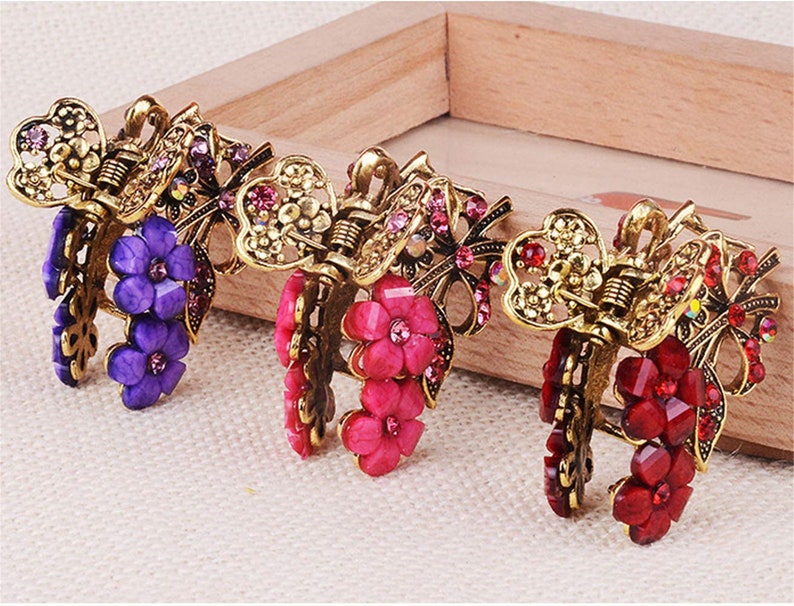 4 Pcs Flowers Medium Size Fancy Hair Claw Jaw Clips Pins with Etsy