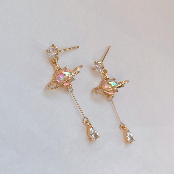 Boucles D'oreilles Tendance Coréenne - Forme Nuage Avec Cristal Bleu Et Zircon - Style Goutte - Neuf Avec étiquettes