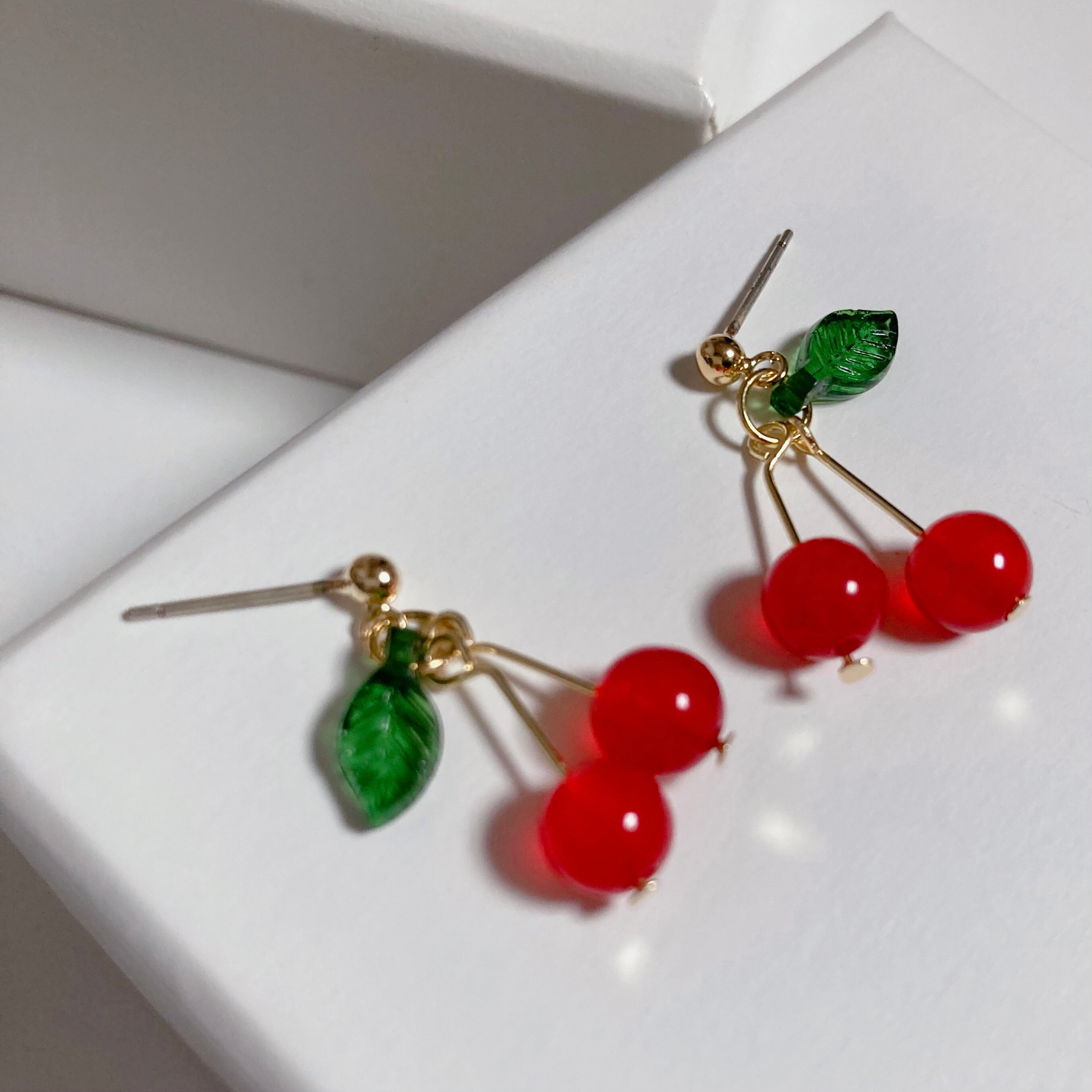 Cherry Beads Earrings Beaded Fruit Earrings Dainty Cherry Etsy UK