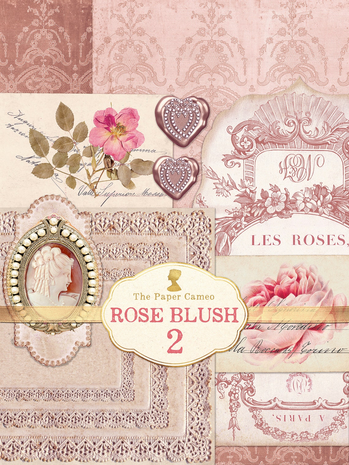 ROSE BLUSH 2 Shabby Rose Pink Printable Rose Journal - Etsy