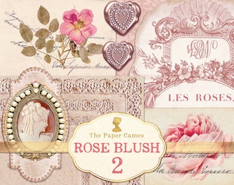 ROSE BLUSH 2, Shabby, Rose, Pink Printable, Rose Journal Printable,  Ephemera, Vintage Journal Ephemera, Shabby Pink Ephemera, Pink Digi