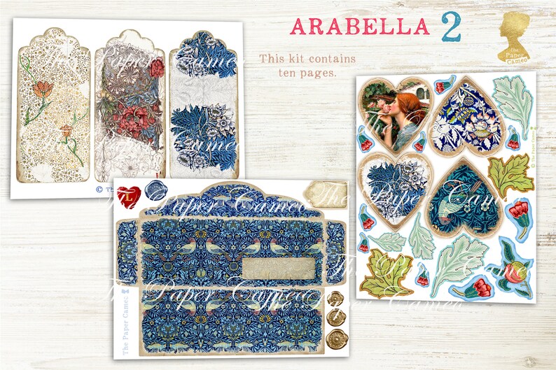 ARABELLA 2 William Morris Ephemera Printable Faux Washi Tape - Etsy