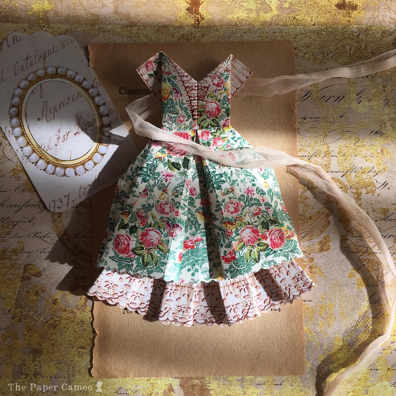 SEVEN PAPER DRESSES Digital, Origami Dress Printable, Origami Dress card, Marie Antoinette Dress, Marie Antoinette Ephemera, Origami Dress image 11